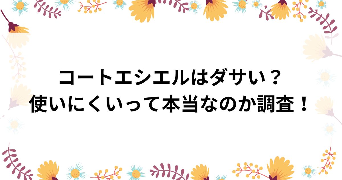 コートエシエルはダサい？使いにくいって本当なのか調査の画像