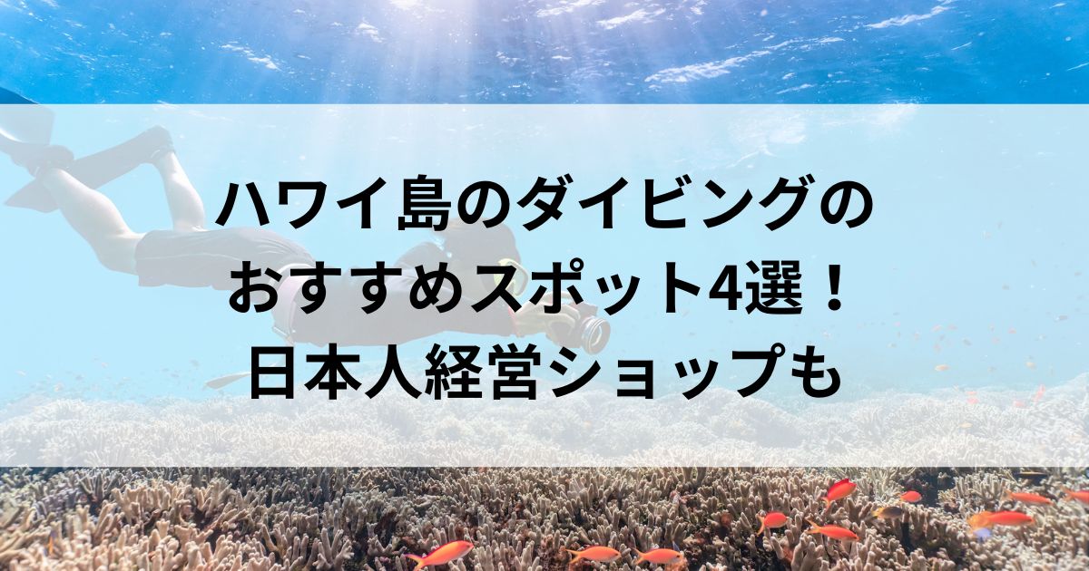 ハワイ島のダイビングのおすすめスポット4選！日本人経営ショップもの画像