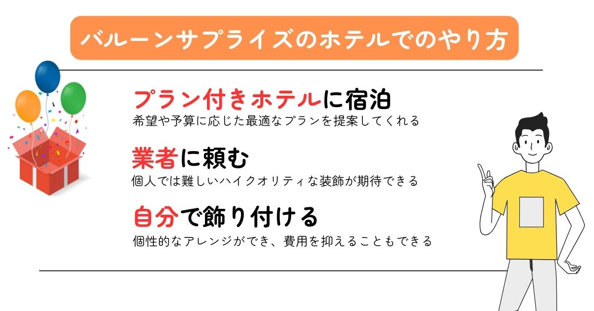 バルーンサプライズのホテルでのやり方を紹介！コツや注意点はあるの画像