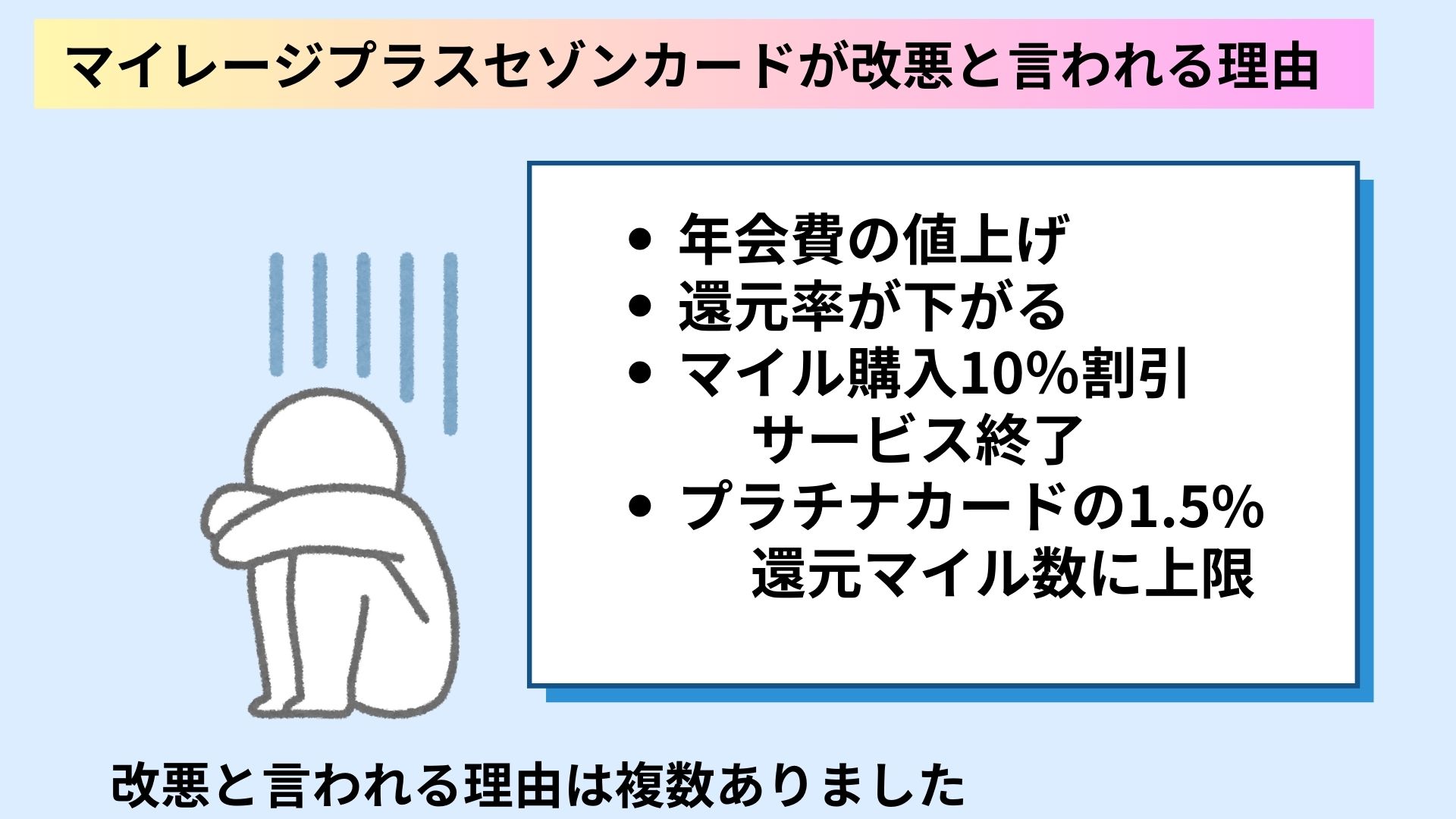 マイレージプラスセゾンカードが改悪？理由や乗り換え先の比較も紹介の画像