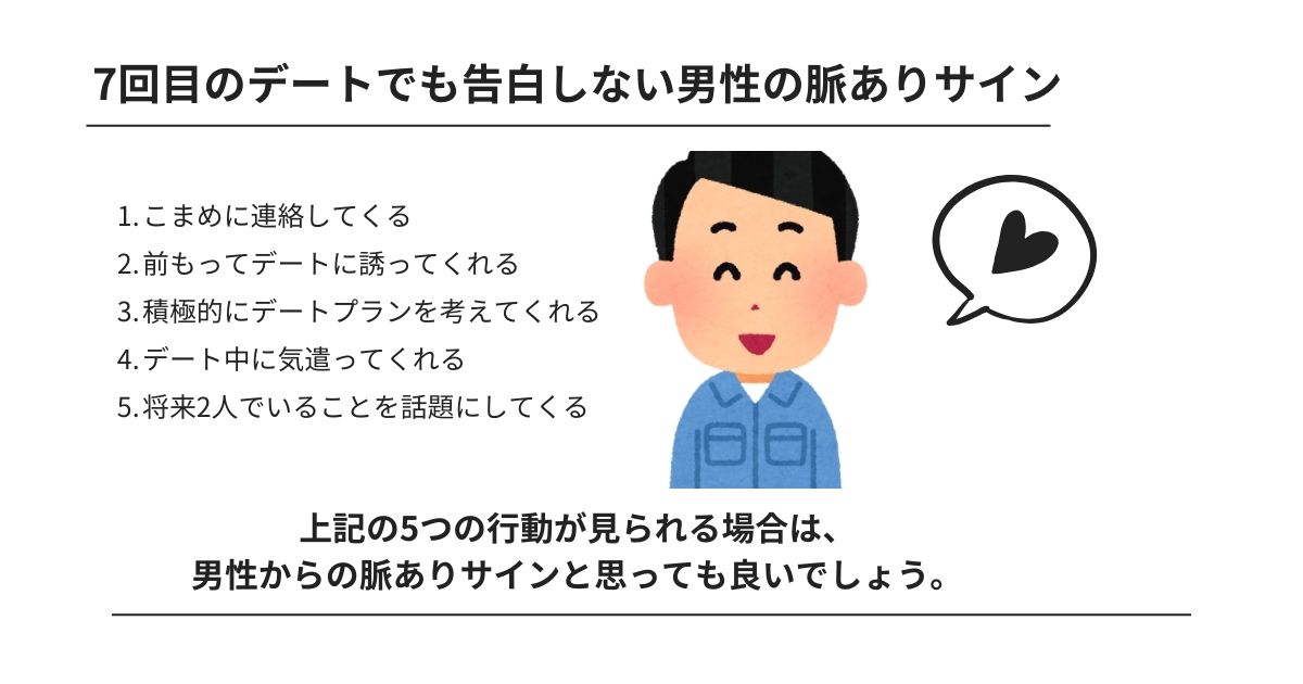 7回目のデートでも告白しない男性の脈ありサイン