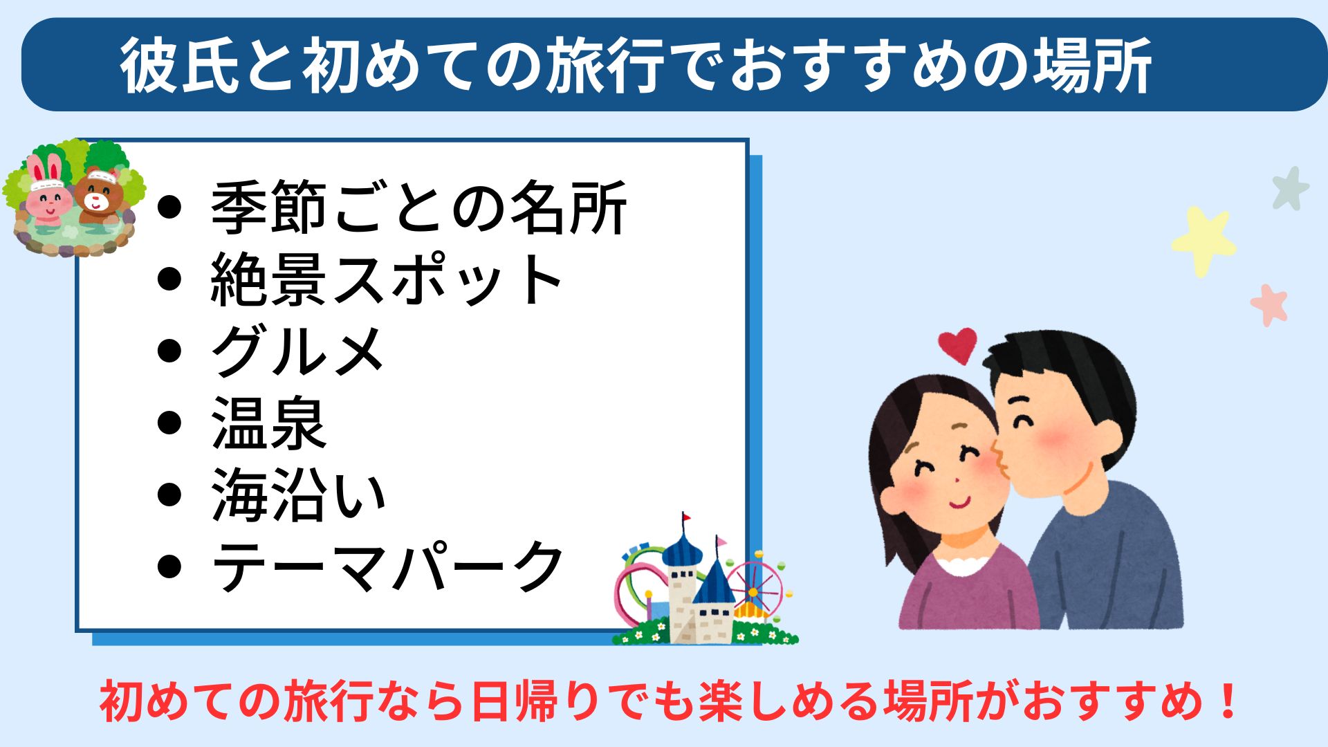 彼氏と初めての旅行はどこがおすすめ？持ち物や気をつけることも解説の画像