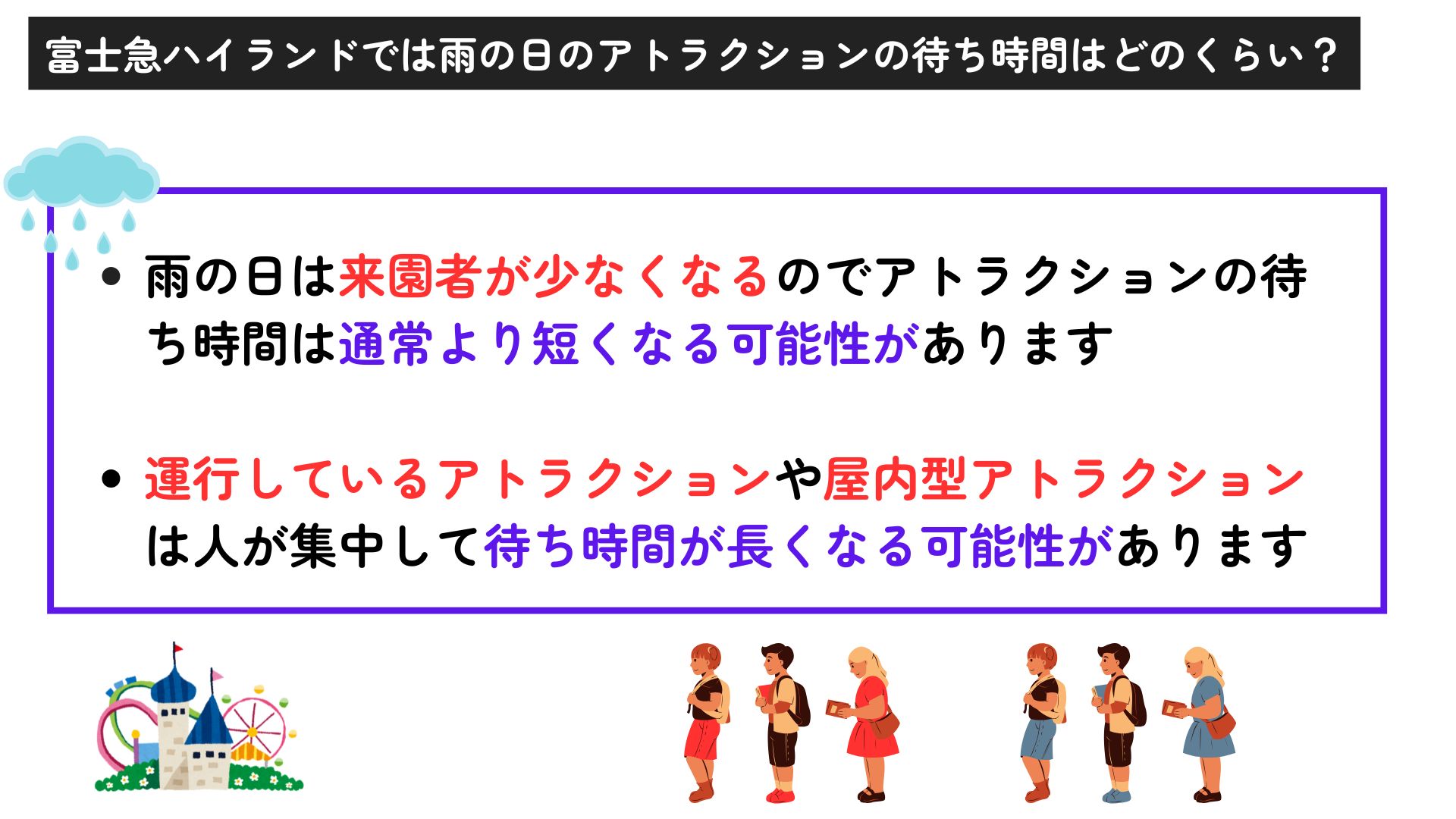 富士急ハイランドはどのくらいの雨で運休するか調査！待ち時間も紹介の画像