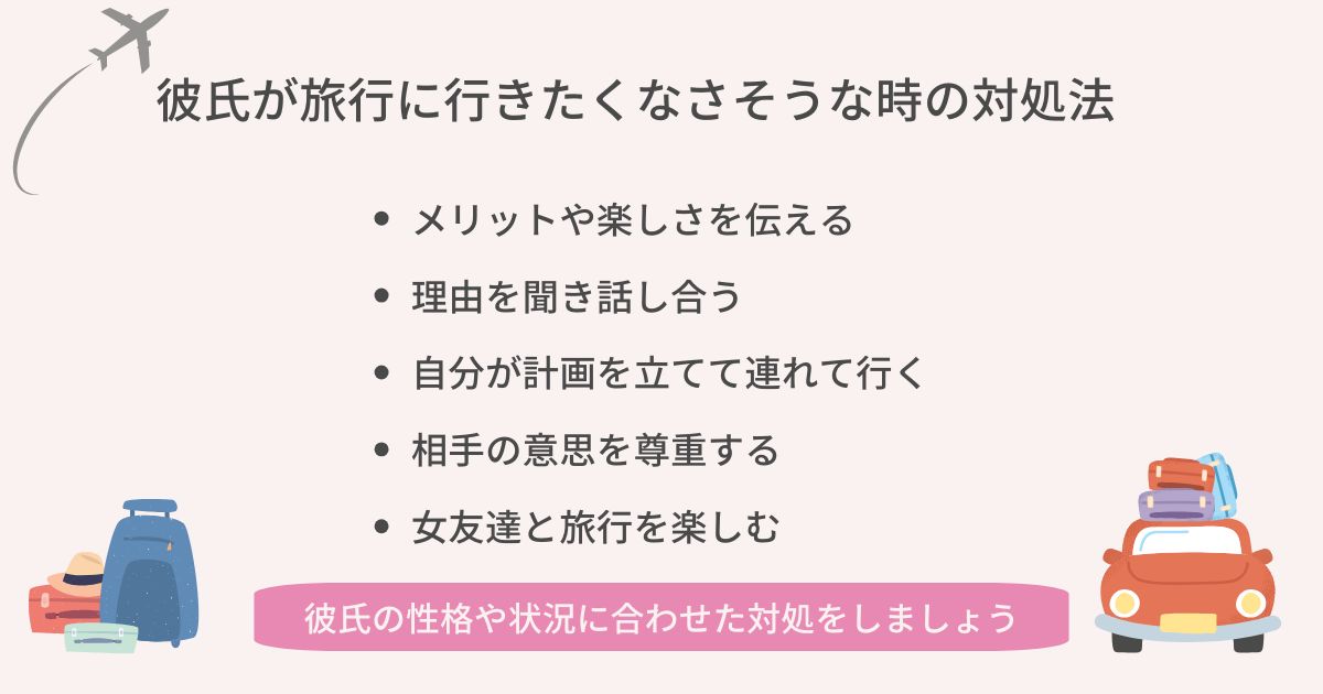 彼氏が旅行に行きたくなさそうな時の対処法の画像