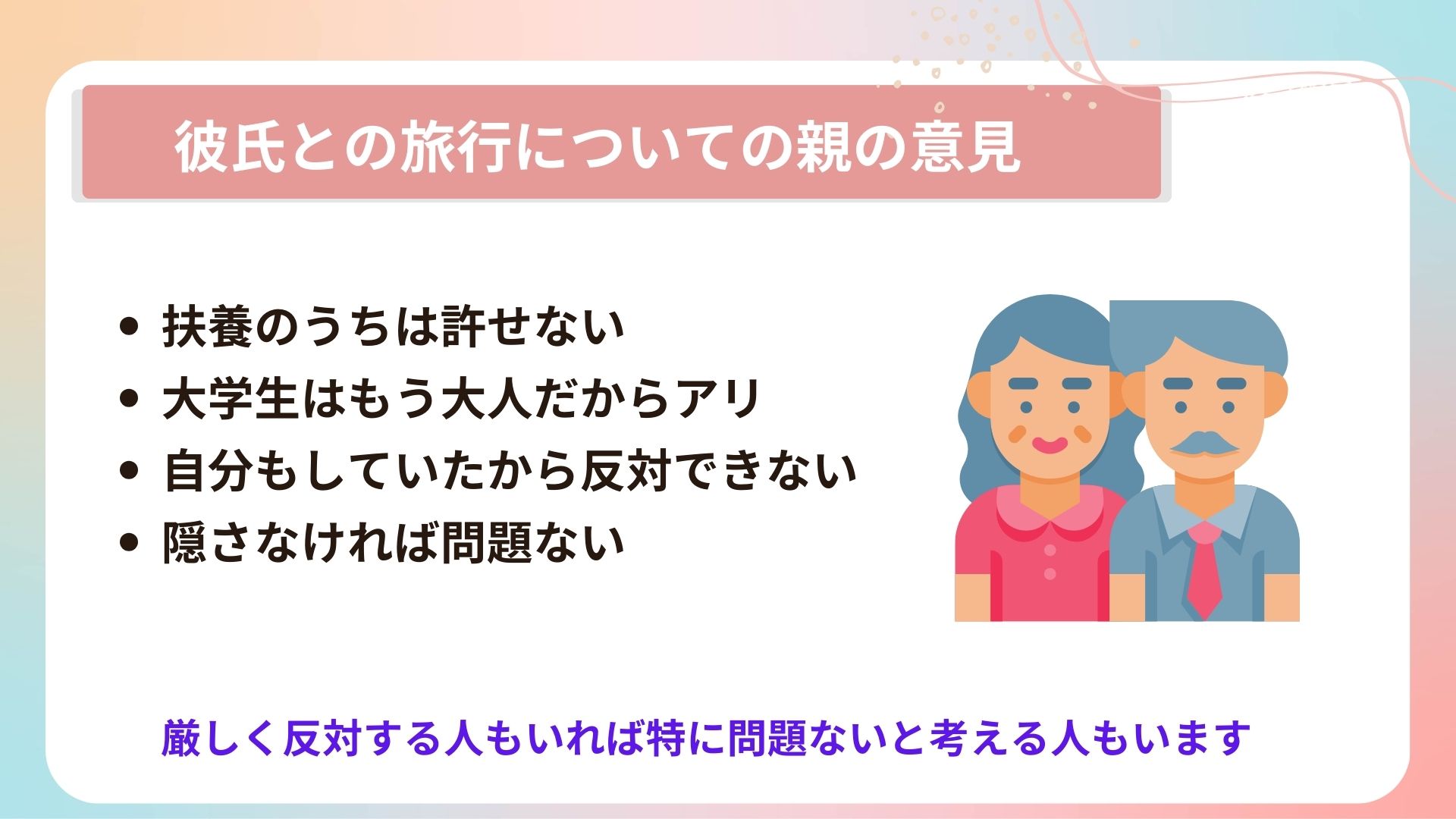 彼氏と旅行に行くとき親に言う？許してくれない場合の説得方法も紹介の画像