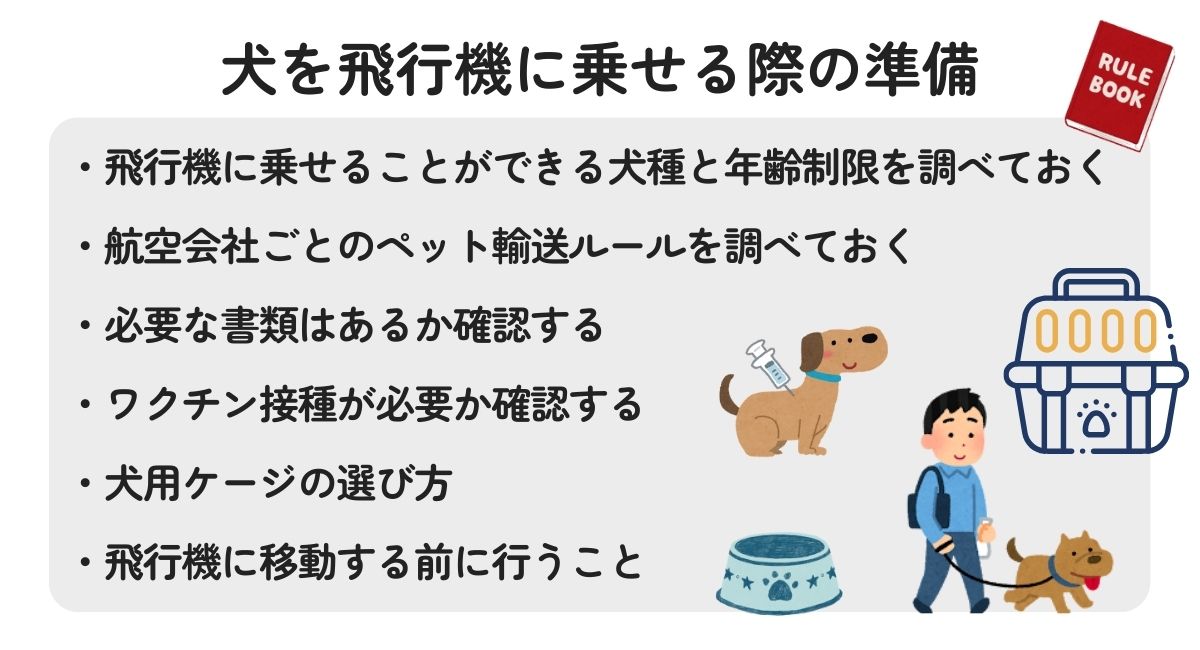 犬を飛行機に乗せる際の準備