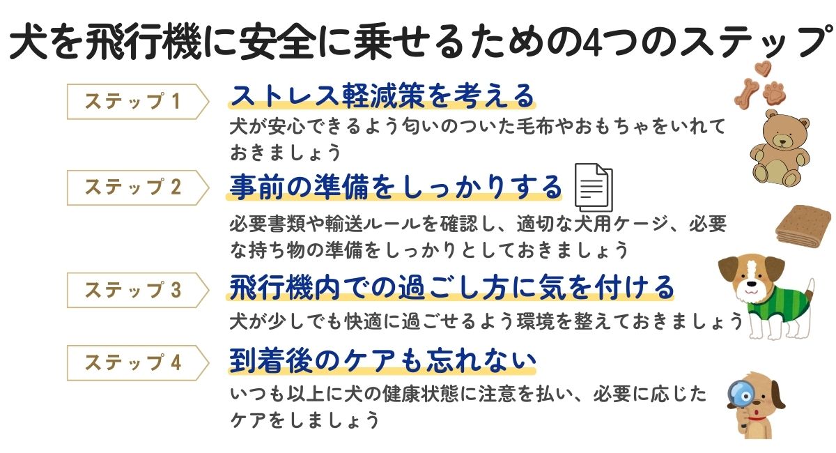 犬を飛行機に安全に乗せるための４つのステップ